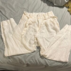 Madewell sz 2 linen blend paper bag pant white